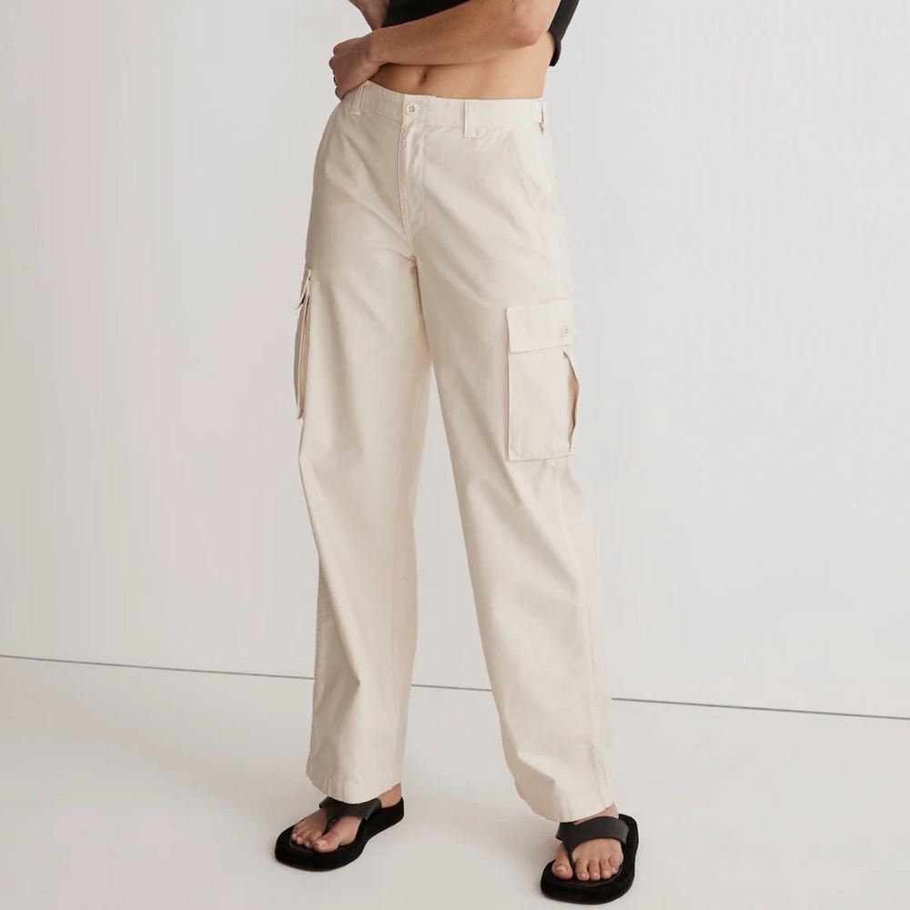 Madewell Garment-Dyed Low-Slung Straight Cargo Pants in vintage linen color